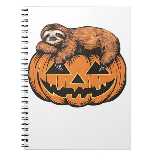Grappige Luiaard op Halloween Pumpkin Essential T- Notitieboek (Voorkant)