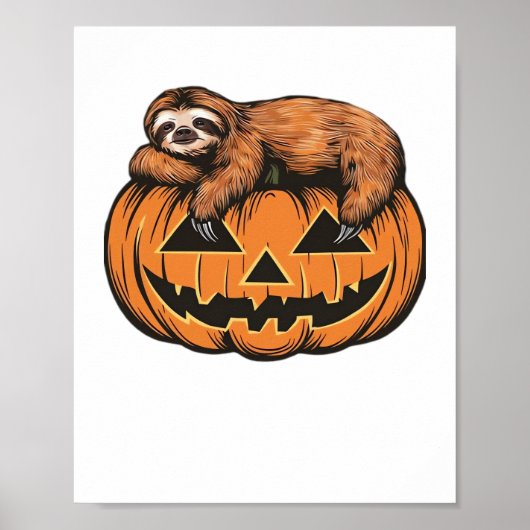 Grappige Luiaard op Halloween Pumpkin Essential T- Poster (Voorkant)