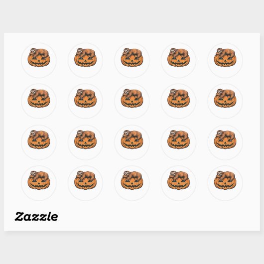 Grappige Luiaard op Halloween Pumpkin Essential T- Ronde Sticker (Vel)