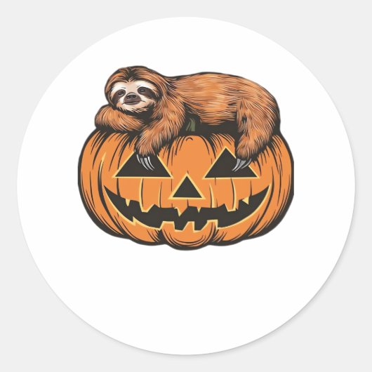 Grappige Luiaard op Halloween Pumpkin Essential T- Ronde Sticker (Voorkant)
