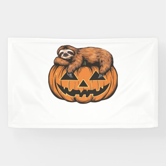 Grappige Luiaard op Halloween Pumpkin Essential T- Spandoek (Horizontaal)