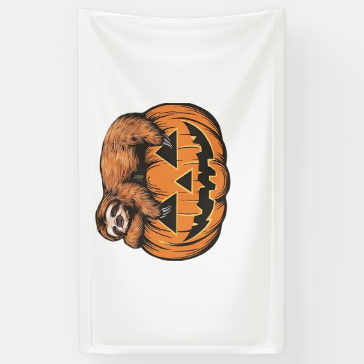 Grappige Luiaard op Halloween Pumpkin Essential T- Spandoek (Verticaal)