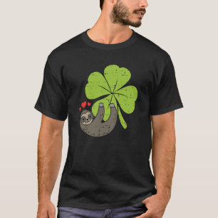 Grappige Luiaard Op Shamrock Harten Schattige St. T-shirt