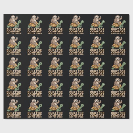 Grappige luiaard rijdt op schildpad cadeaupapier (Vlak)