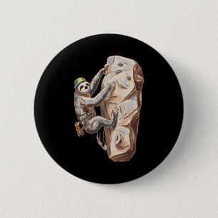 Grappige Luiaard Rots Klimmen Cartoon Ronde Button 5,7 Cm