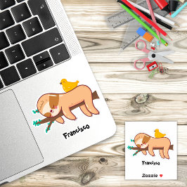 Grappige luiaard slapen aangepaste naam sticker