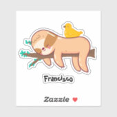 Grappige luiaard slapen aangepaste naam sticker (Vel)