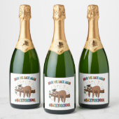 Grappige luiaard terug naar school sparkling wijnetiket (Flessen)