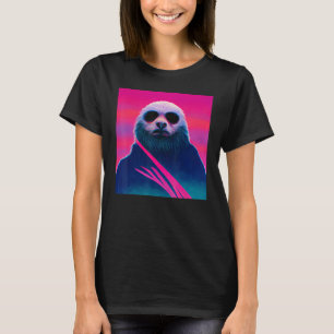 Grappige Luiaard Vaporwave 80's retro T-shirt