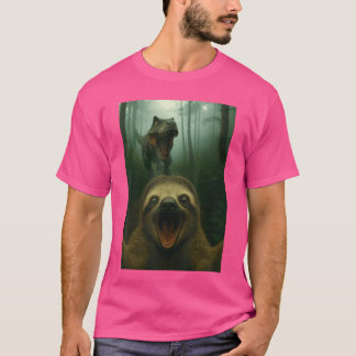 Grappige luiaard zit metRe dinosaurus cadeaus mann T-shirt