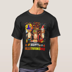 Grappige Luiaards Gelukkig Hallothanksmas Hallowee T-shirt