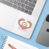 Grappige luiaards girly samurai zombie luiaard mac sticker (Laptop met iPhone)
