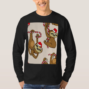 Grappige luiaards in een santas Pet op een lolly T-shirt