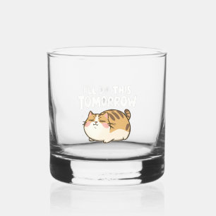 Grappige luie kat - 'Ik doe dit morgen' Whisky Glas