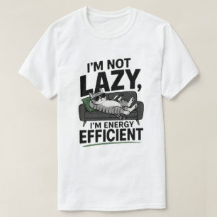 Grappige Luie Kat Niet Lui Energiezuinig T-shirt