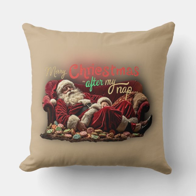 Grappige luie kerstman kussen  (Voorkant)