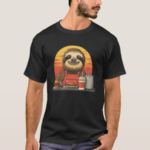 Grappige Luie Luiaard Fast Food en Loketmedewerker T-shirt