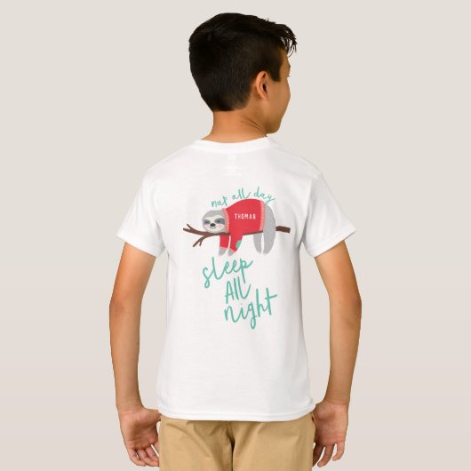 Grappige luie luiaard t-shirt (Achterkant volledig)