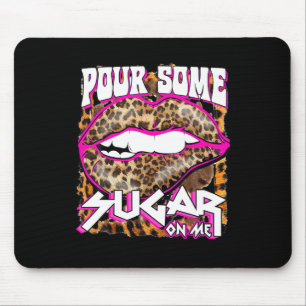 Grappige Luipaard Heet Roze Lippen Giet Wat Suiker Muismat