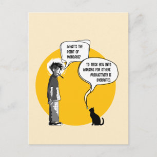Grappige Maandag Kat Kantoor Humor Sarcasme Briefkaart