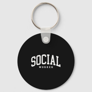 Grappige maatschappelijk werker retro school maats sleutelhanger