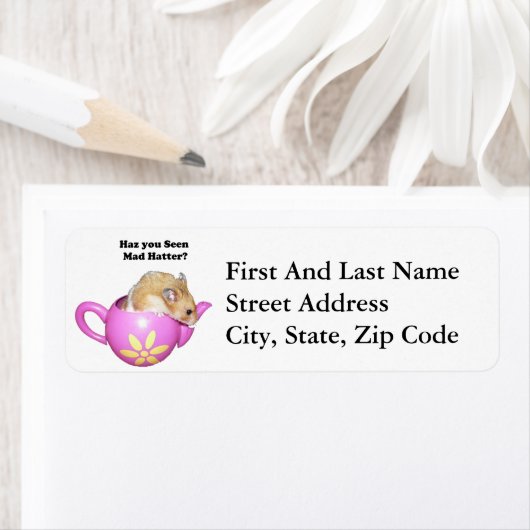 Grappige Mad Hatter Dormouse Alice in Wonderland Etiket (Insitu)