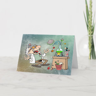 Grappige Mad Scientist Cartoon Kaart