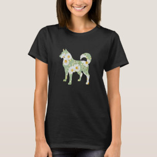 Grappige madeliefjesbloem Siberische Husky-hond mo T-shirt