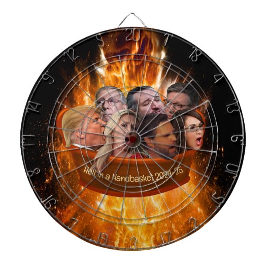 Grappige MAGA Republikeinse Hel in een Handbasket  Dartbord (Voorkant)