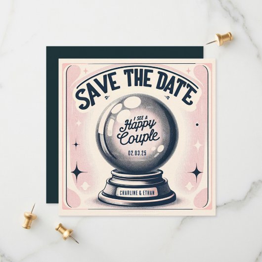 Grappige Magic Ball Roze Donkerblauw Save the date
