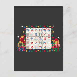 Grappige Mahjong Kerst Licht Santa Hoed Briefkaart