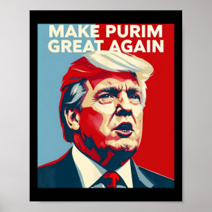 Grappige Make Purim Great Again Purim Kostuum Trum Poster