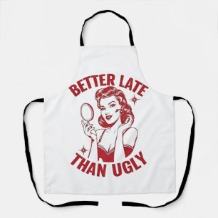 Grappige make-up grap, glamour meisje humor, laat schort