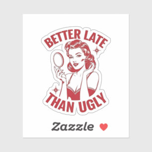 Grappige make-up grap, glamour meisje humor, laat  sticker
