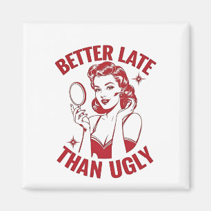 Grappige make-up woordspeling, glam meisje humor, magneet