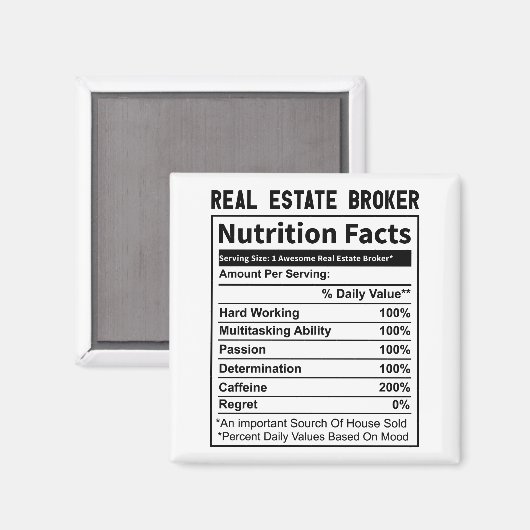Grappige makelaar makelaar makelaar voeding feiten magneet (Voorkant / Achterkant)