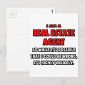 Grappige makelaar.. Zeer onwaarschijnlijk Briefkaart (Voorkant / Achterkant)