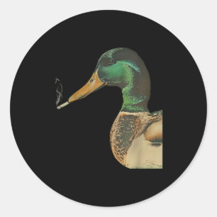Grappige mallard eend meme met sigaret ronde sticker