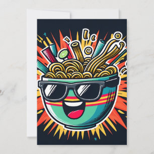Grappige Malle Noedel Cartoon Ramen Kom Feestdagenkaart
