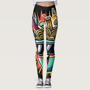 Grappige Malse Noedel Cartoon Ramen Kom Leggings