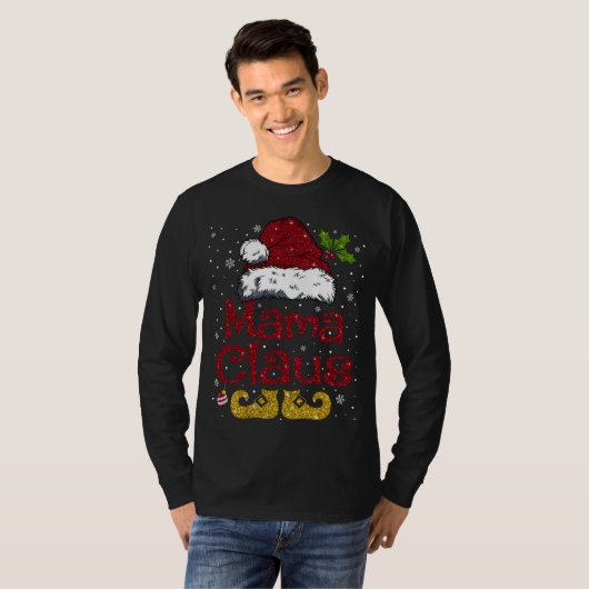Grappige Mama Claus Bijpassende Familie Kerstman H T-shirt (Voorkant volledig)