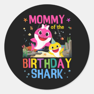 Grappige mama van de verjaardag familie haai Kinde Ronde Sticker