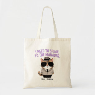 Grappige Manager Kat Humor Illustratie Tote Bag