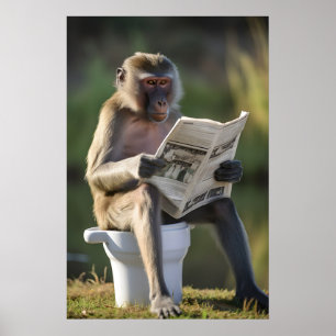 Grappige Mandrill-aap Badkamerprint Toilet Muur Poster