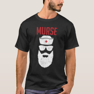 Grappige mannelijke verpleegster baard leven verpl t-shirt