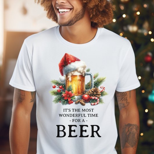 Grappige Mannen bier kerstvakantie T-shirt