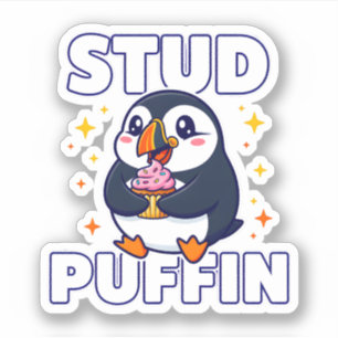 Grappige mannetjes papegaaiduiker leuke vogel cupc sticker