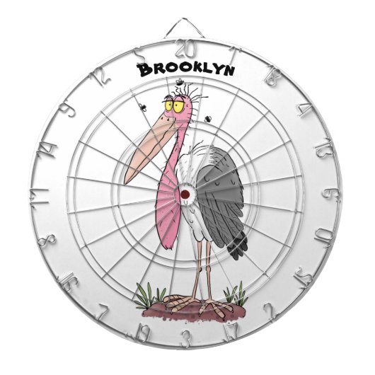 Grappige maraboe ooievaar cartoon dartbord (Voorkant)
