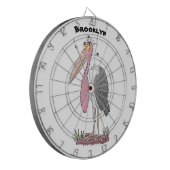 Grappige maraboe ooievaar cartoon dartbord (Voorkant Links)