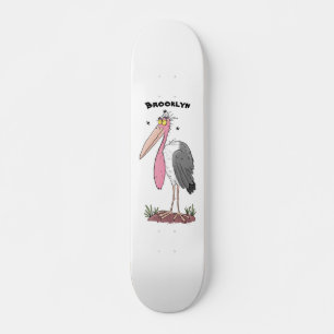 Grappige maraboe ooievaar cartoon skateboard